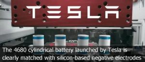 由Tesla公司推出的-4680圓柱形電池，與硅基負極完全匹配
